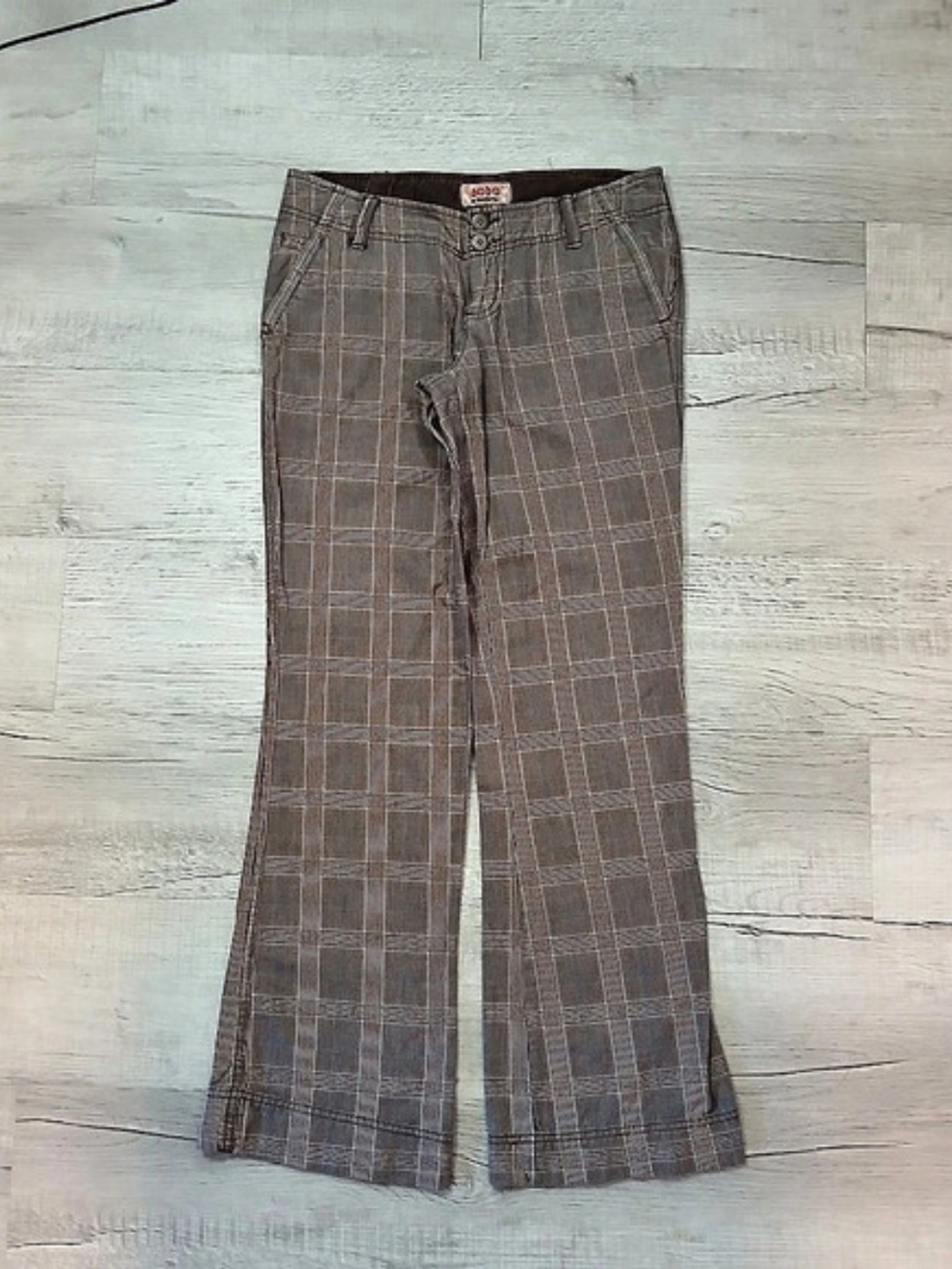 No Boundries NOBO Plaid Low Rise Flare Trousers Size 9 Juniors